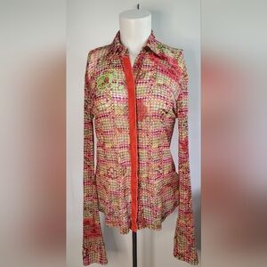 ESCADA sport - size M- button down sheer blouse -floral print